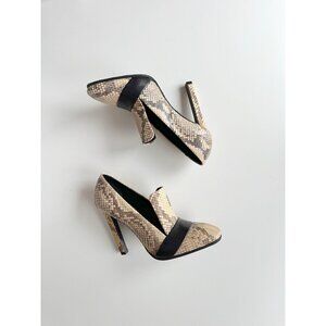 CELINE Phoebe Philo Snakeskin Black Leather High Heel Stiletto Pumps, Size 37.5